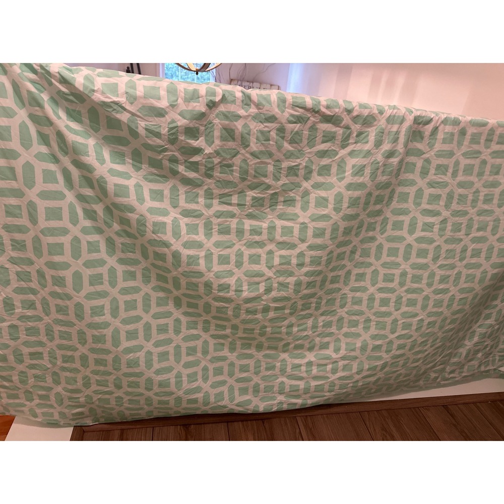 PB Teen Mint Green Geometric Trellis Duvet Cover Set with 2 Standard Shams